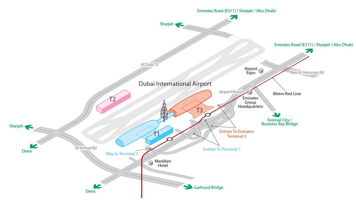 dxb हवाई अड्डे का नक्शा