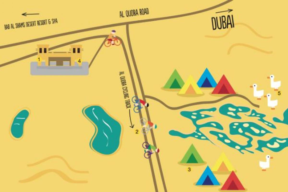 नक्शे के अल Qudra झील मार्ग
