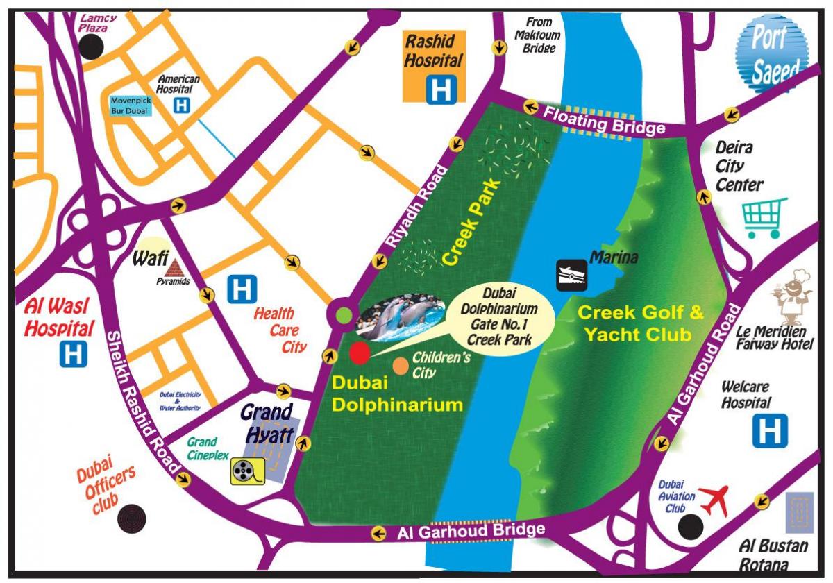 डॉल्फिन शो दुबई स्थान का नक्शा