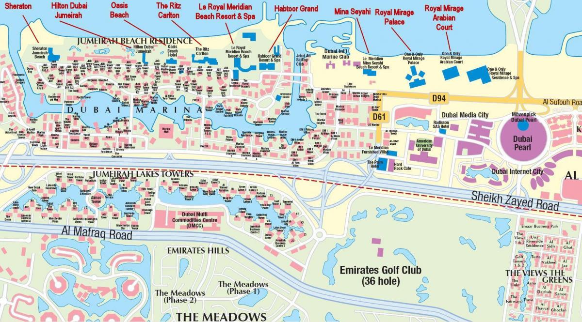दुबई मरीना के साथ नक्शे के निर्माण के नाम