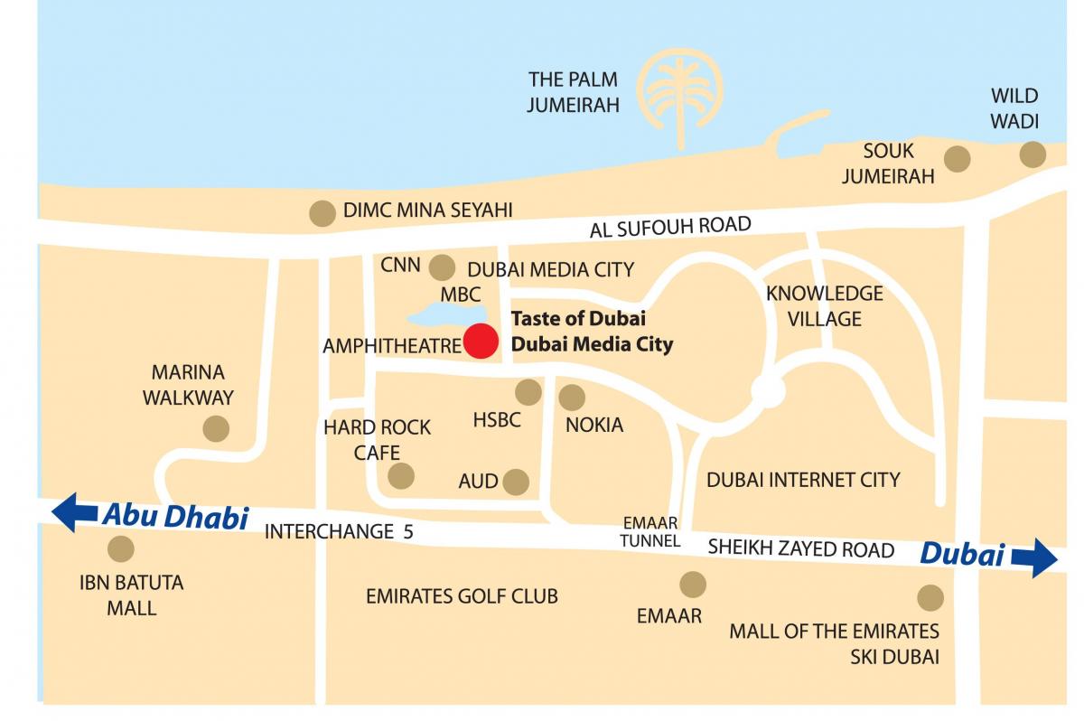 दुबई मीडिया शहर स्थान का नक्शा