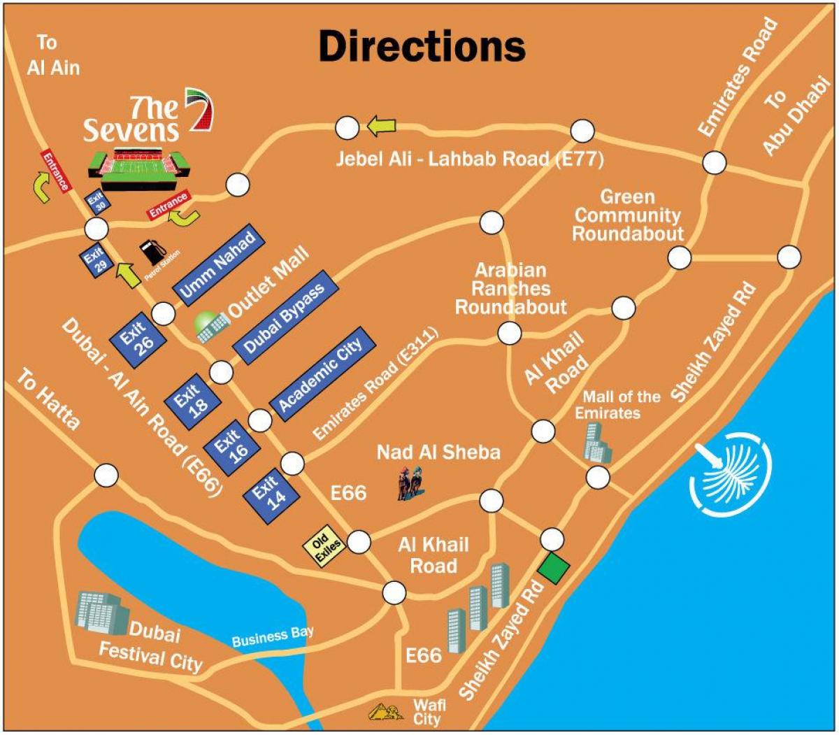 दुबई रग्बी सेवन्स स्थान का नक्शा