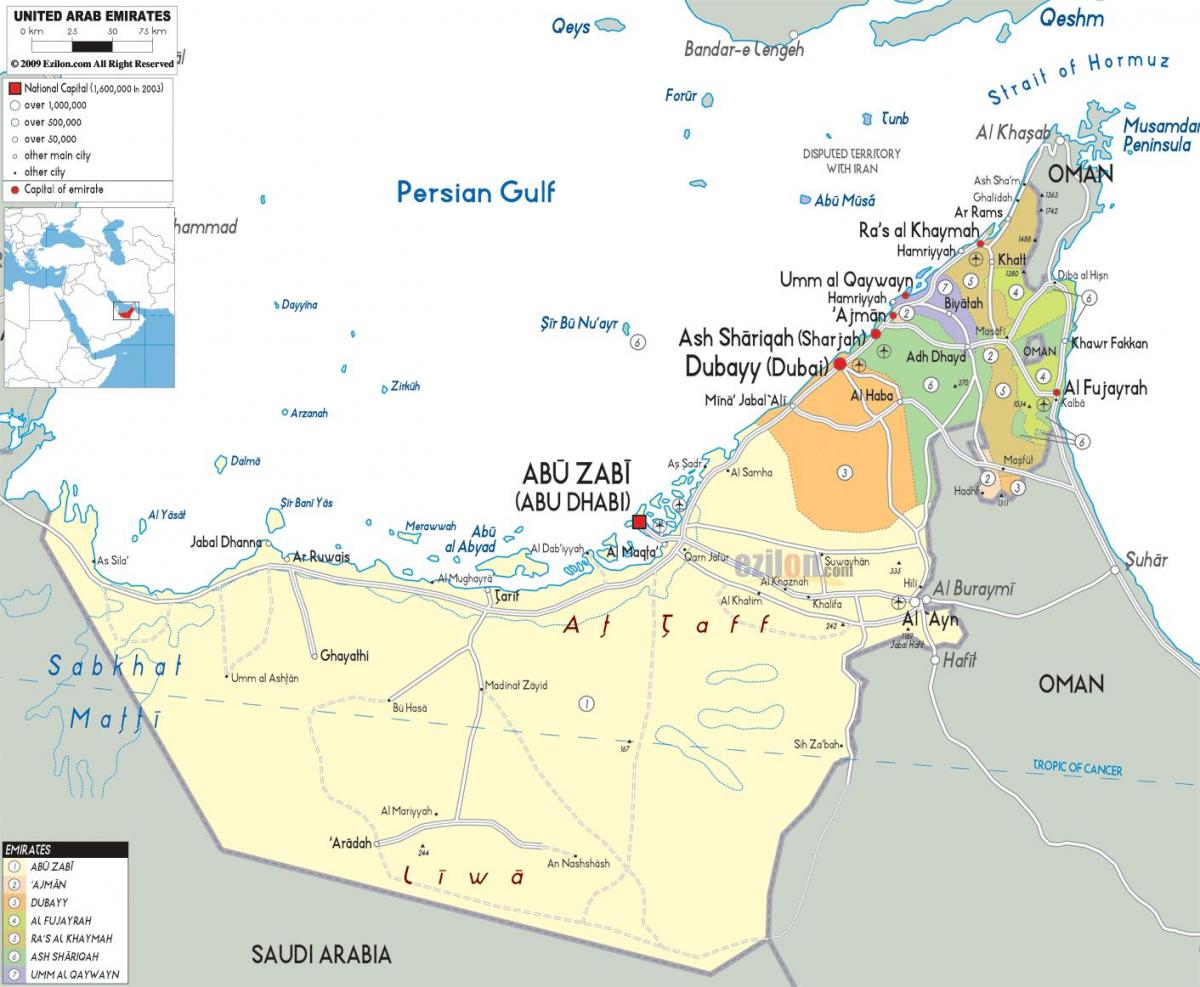 नक्शे के दुबई संयुक्त अरब अमीरात
