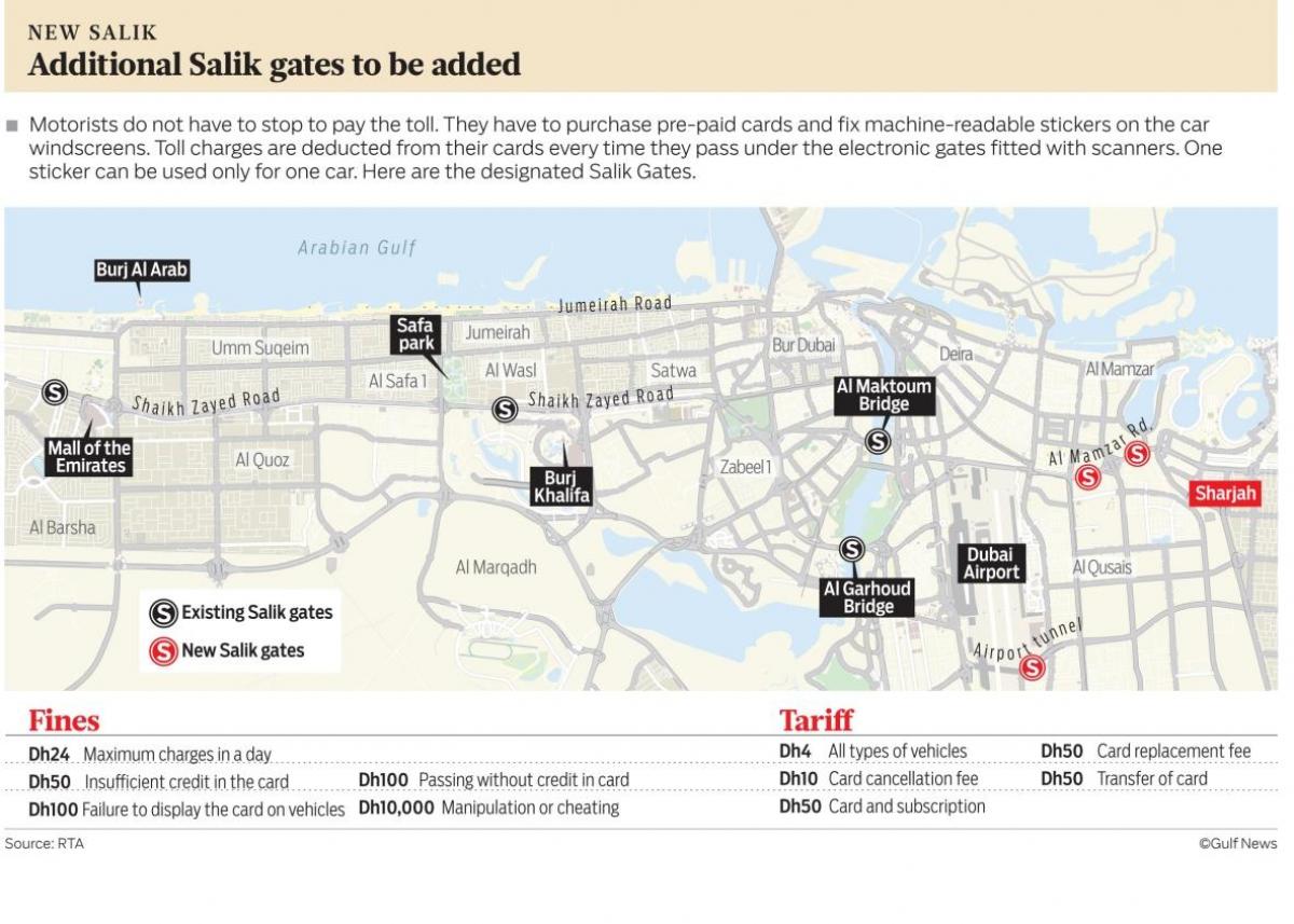 Salik दुबई मानचित्र