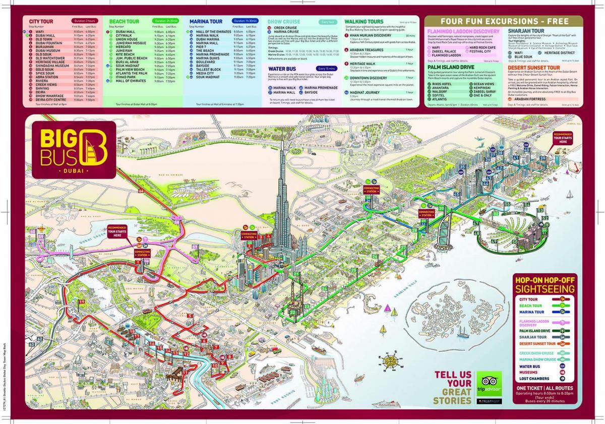 बड़ी लाल बस दुबई मानचित्र