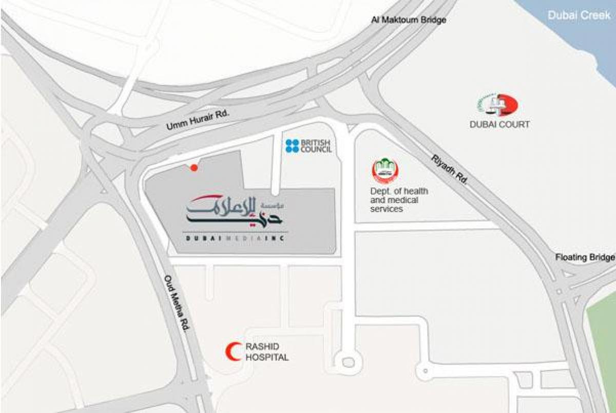 राशिद अस्पताल दुबई स्थान का नक्शा