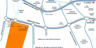 नक्शा दुबई के औद्योगिक शहर