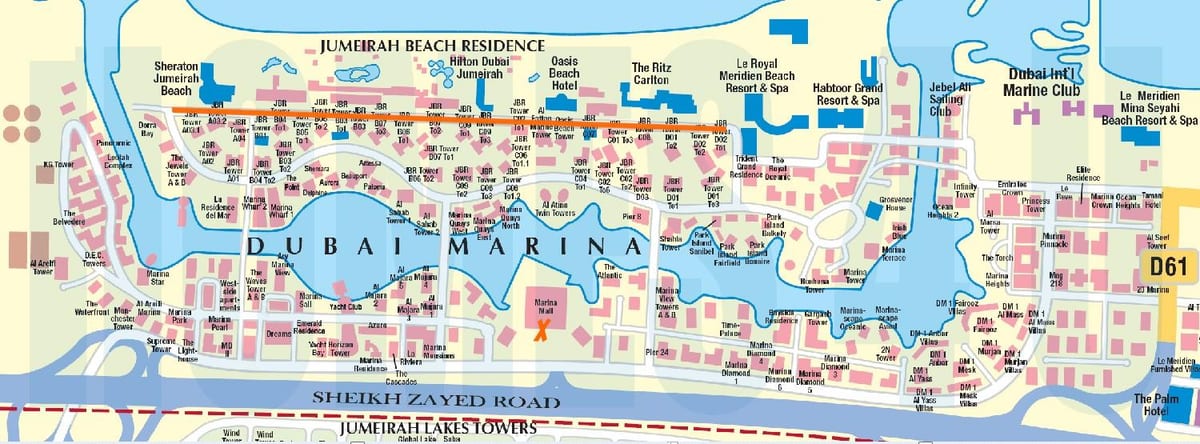 JBR नक्शा दुबई